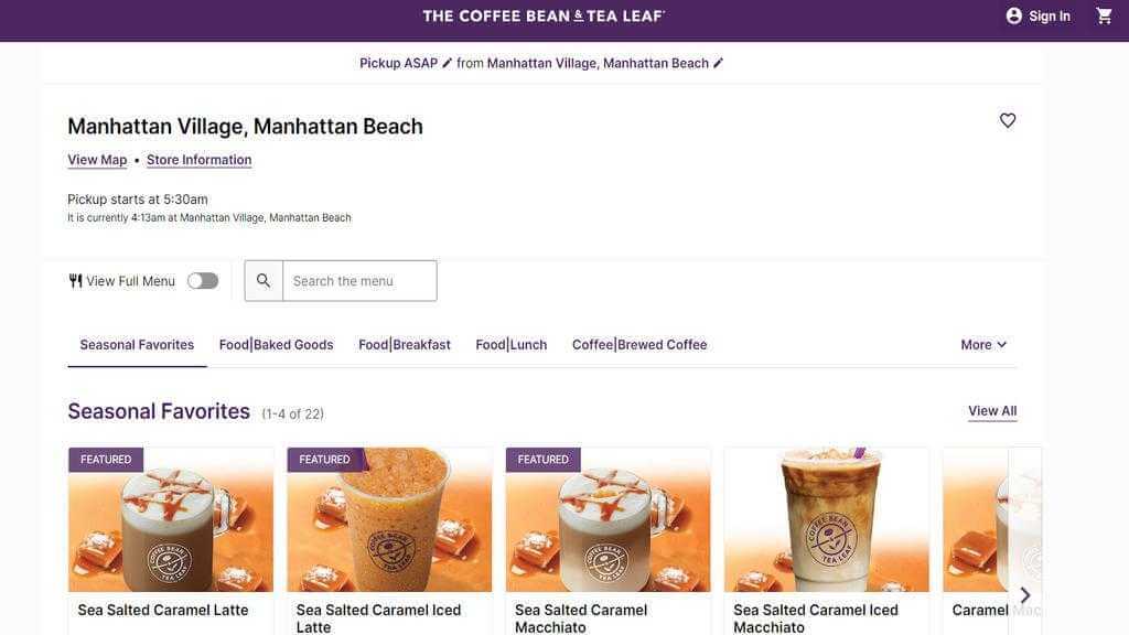 how to order Coffee Bean and Tea Leaf 3