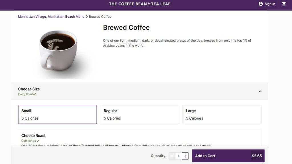 how to order Coffee Bean and Tea Leaf 4