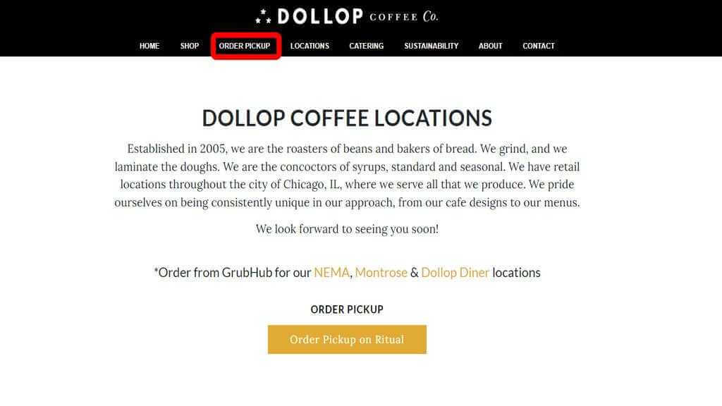 How to order from Dollop Coffee step1