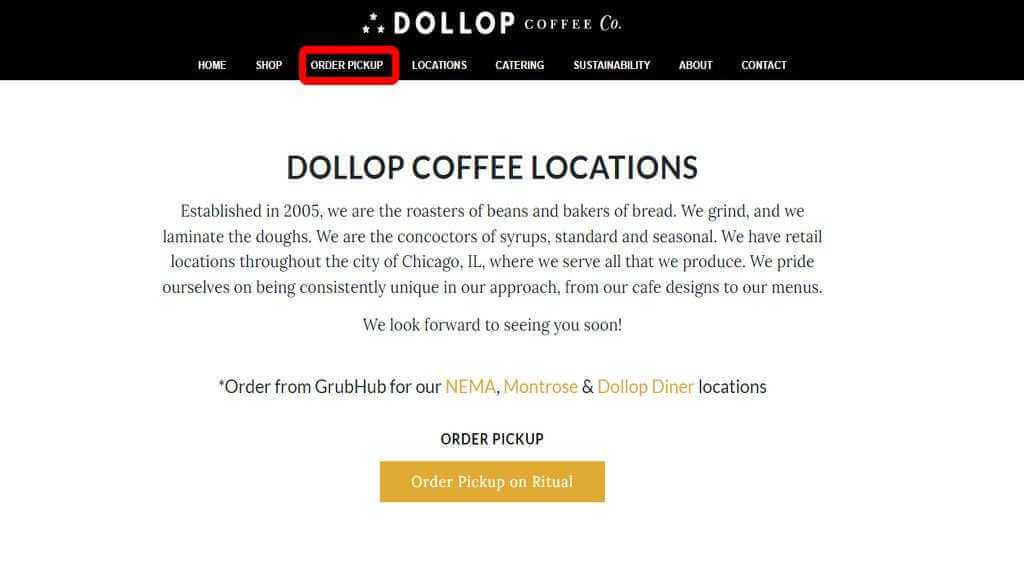 How to order from Dollop Coffee step1