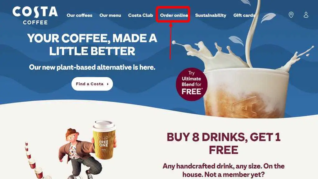 how to order Costa Coffee online 2