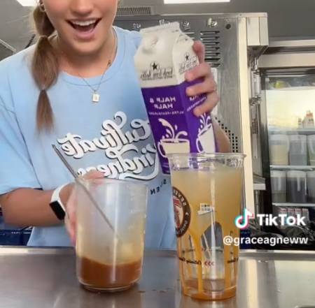 Get Your Caffeine and Sugar Fix with 7 Brew's Iced Blondie Recipe 5 Pour half & half