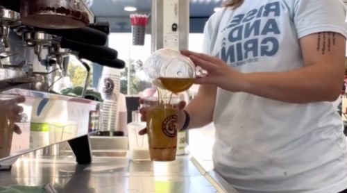 Pour mixture into plastic cup