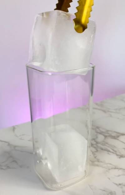 add giant ice cubes to barbie glass