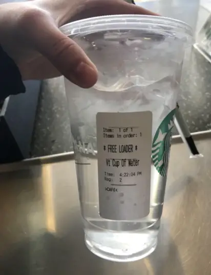 free starbucks ice water