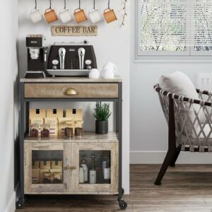 3 Tiers Farmhouse Coffee Station Table on Wheels