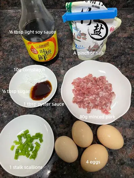Ingredients of Chinese Steamed Egg with Minced Pork