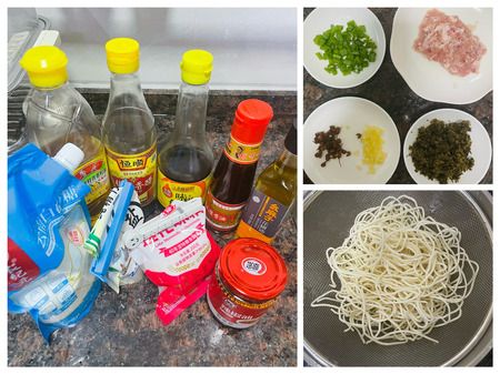 Ingredients of Sichuan Spicy Dan Dan Noodles