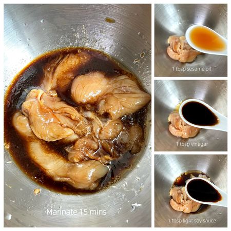 Step 2 Add sesame oil vinegar soy sauce
