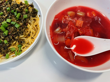 dinner combo Spicy Dan Dan Noodles Detox Veggie Soup