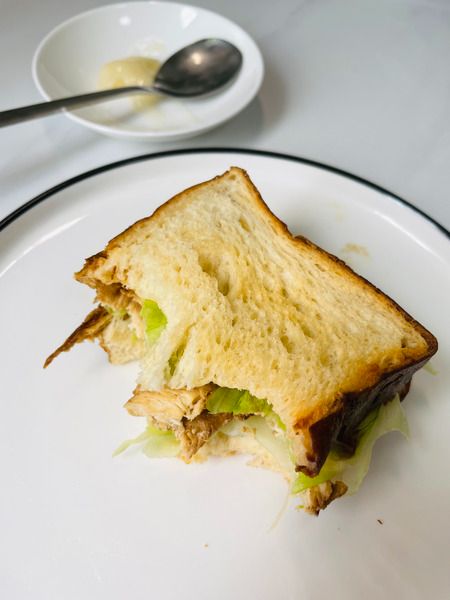 enjoy Sweet, tangy, salty, savory, juicy, and crisp sandwich
