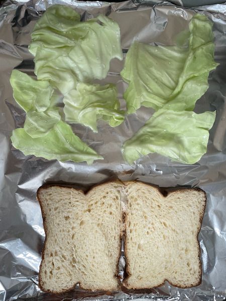 step 4 place toast slices and shredded cabbage