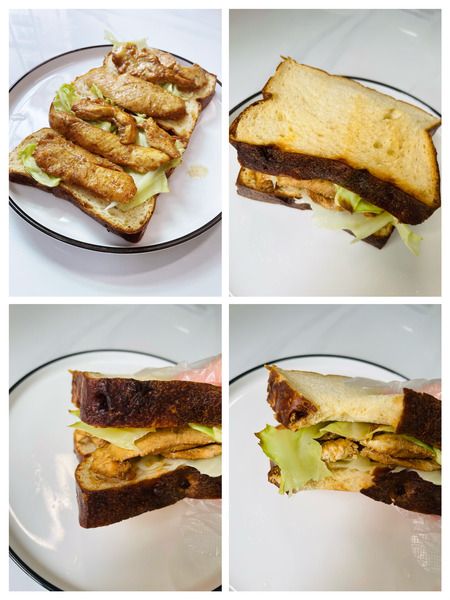 step6 assemble Toast + cabbage + chicken